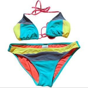Y2K Vintage Colorblock Neon Bikini NWOT